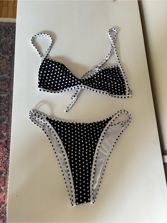 Other - NEVER WORN - Black & White Polka Dot Bikini Set